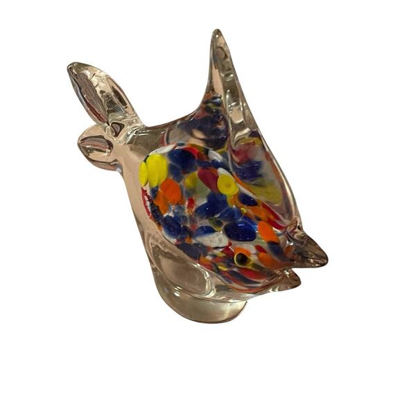 Vtg Art Glass Fish Paperweight Figurine Spotted Multi Color NANCO - 5”t 5.5”w - Picture 11 of 13